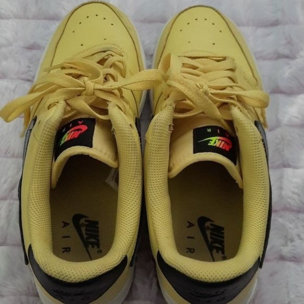 Nike Air Force 1 Yellow Neon Removable Swish Low Top Mens Sneakers Size 8.5 - Picture 7 of 16